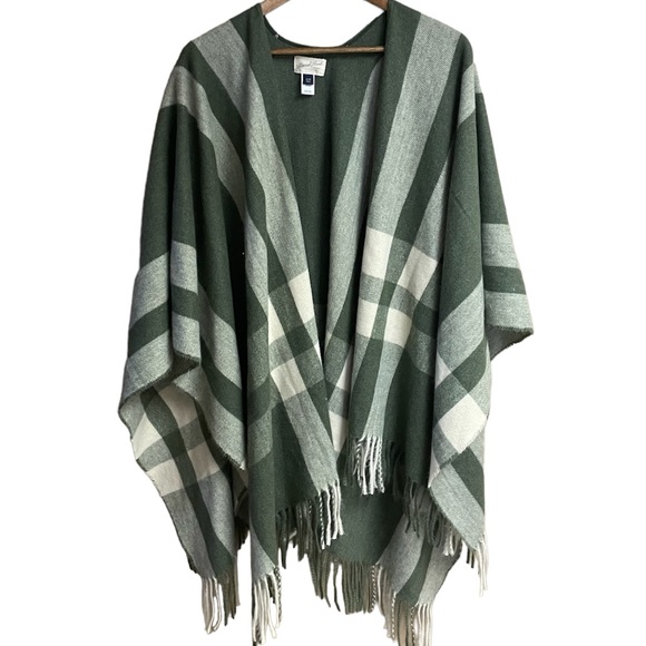 Universal Thread Plaid Fringe Sweater Poncho Women’s Sz OS Fits All - Picture 2 of 5
